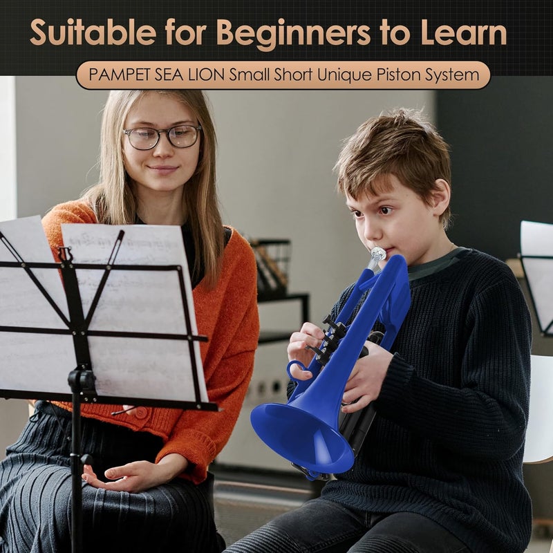 PAMPET SEA LION Professional Plastic Bb Trumpet Set for Student Beginner (Blue) - Image 3